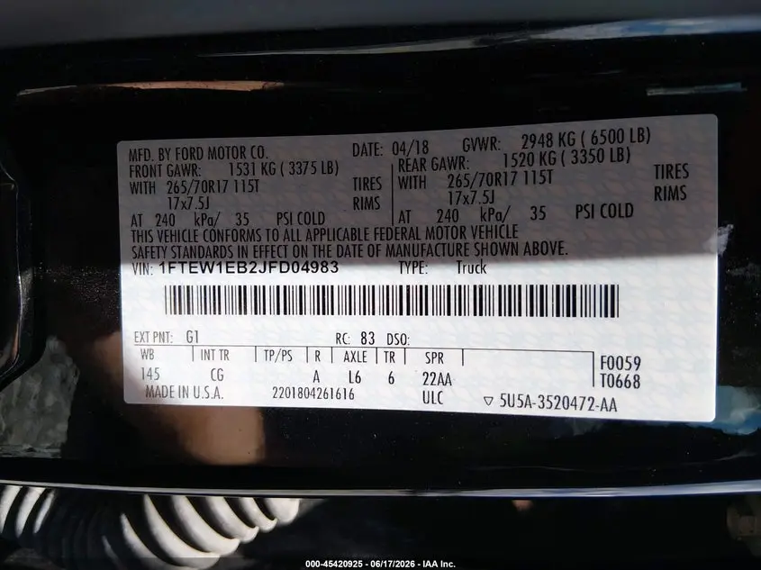 2018 FORD F-150 XL/XLT