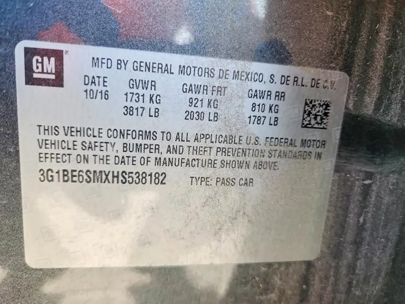 2017 CHEVROLET CRUZE LT  