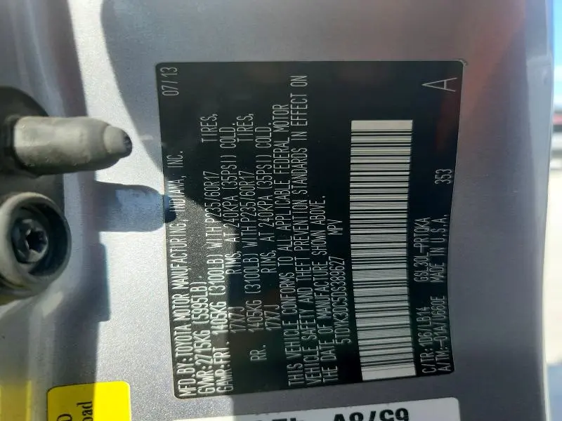 2013 TOYOTA SIENNA XLE 8-PASSENGER  