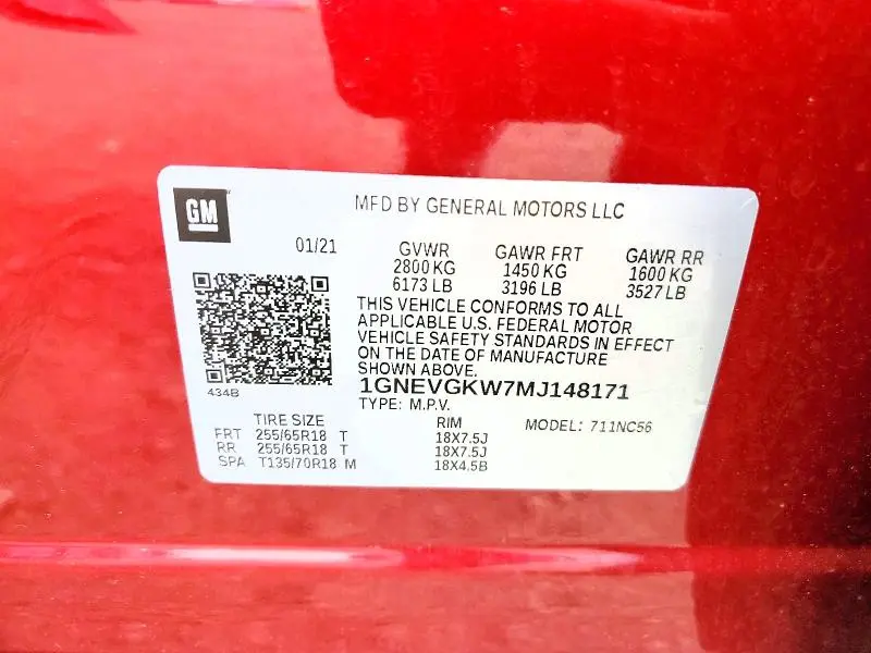 2021 CHEVROLET TRAVERSE LT  