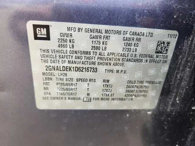 2013 CHEVROLET EQUINOX LT  