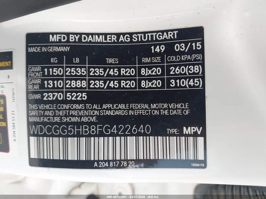 2015 MERCEDES-BENZ GLK 350  