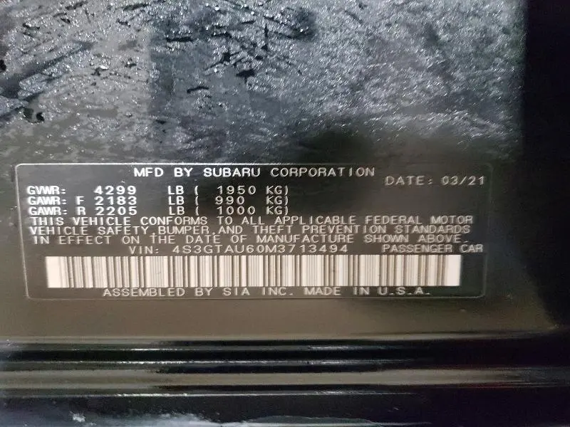 2021 SUBARU IMPREZA LIMITED  