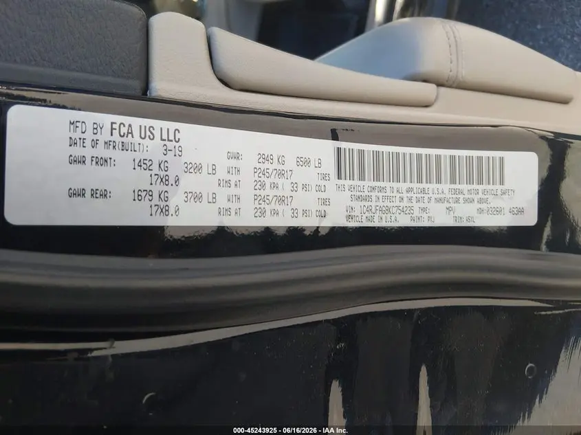 2019 JEEP GRAND CHEROKEE LAREDO E 4X4