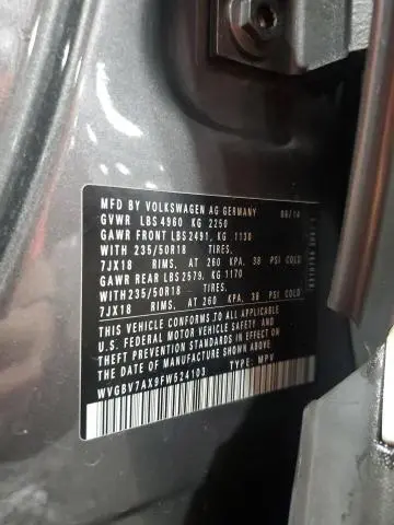 2015 VOLKSWAGEN TIGUAN S  