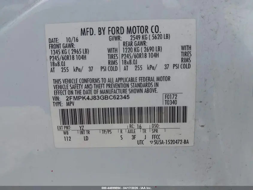 2016 FORD EDGE SEL