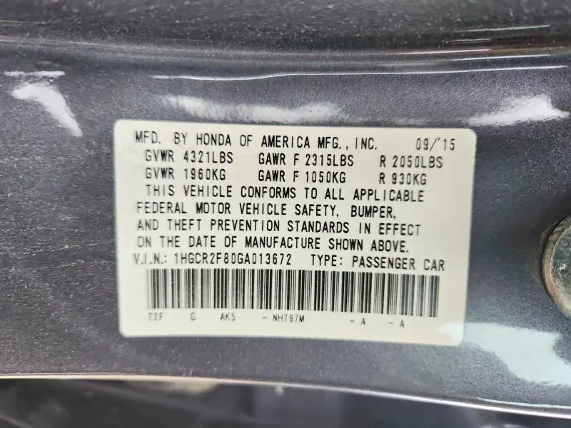 2016 HONDA ACCORD EXL  