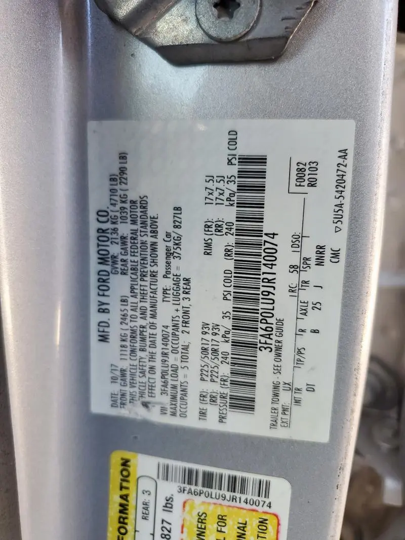 2018 FORD FUSION SE HYBRID  