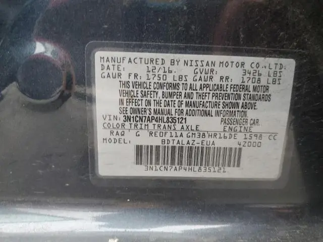 2017 NISSAN VERSA S  