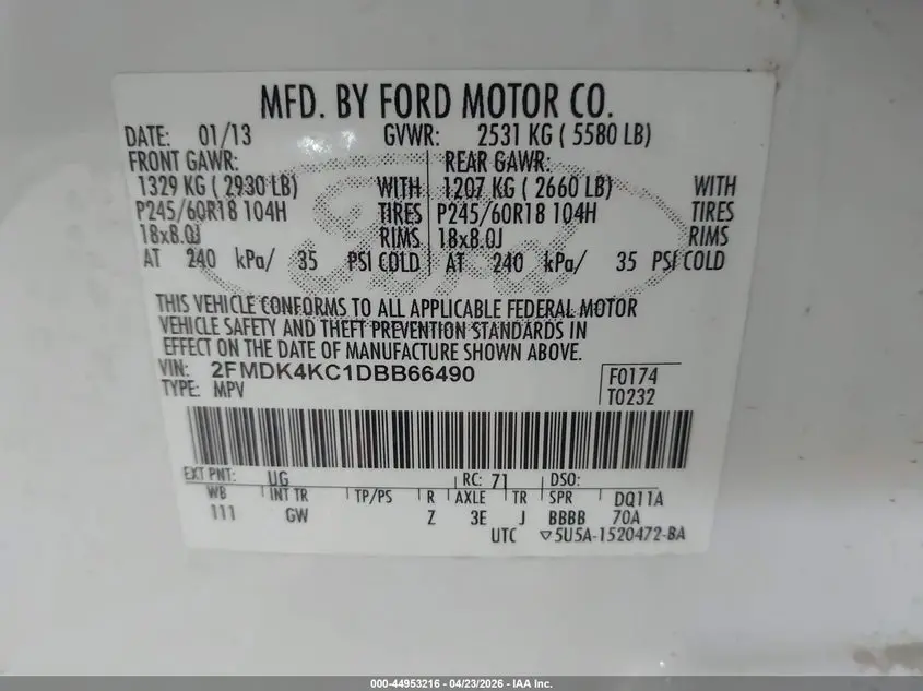 2013 FORD EDGE LIMITED