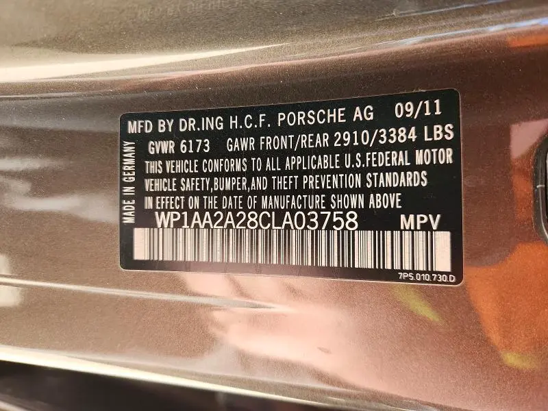 2012 PORSCHE CAYENNE   