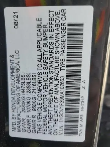 2021 HONDA ACCORD SPORT  