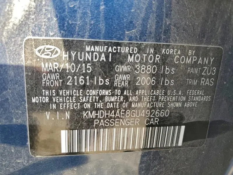 2016 HYUNDAI ELANTRA SE  