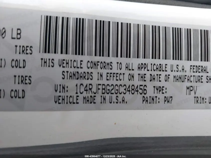 2016 JEEP GRAND CHEROKEE LIMITED