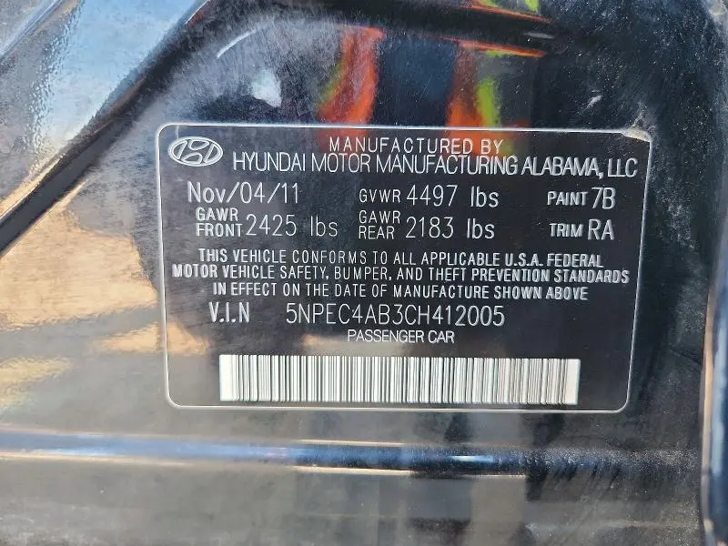 2012 HYUNDAI SONATA LIMITED 2.0T  