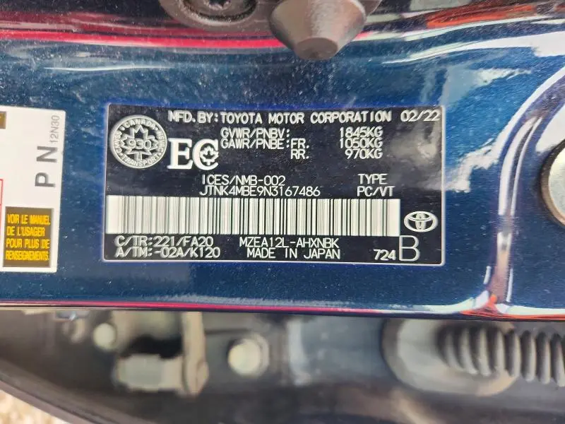 2022 TOYOTA COROLLA SE  
