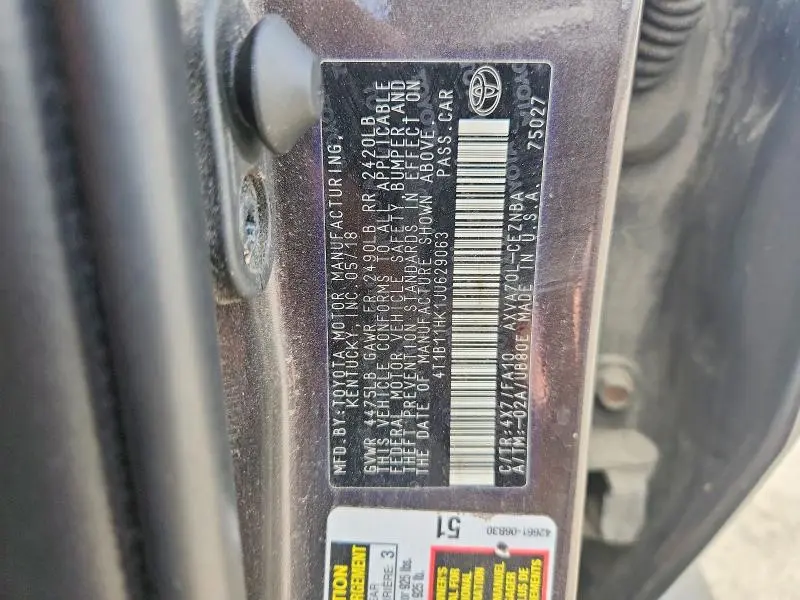 2018 TOYOTA CAMRY LE  