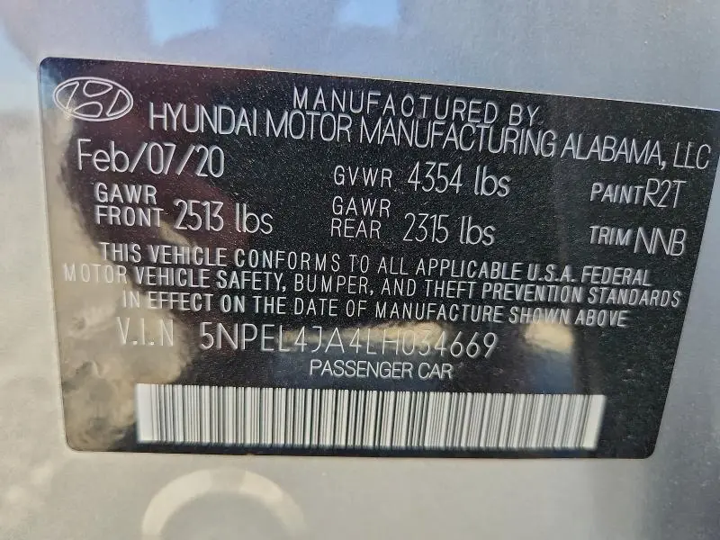 2020 HYUNDAI SONATA SEL  