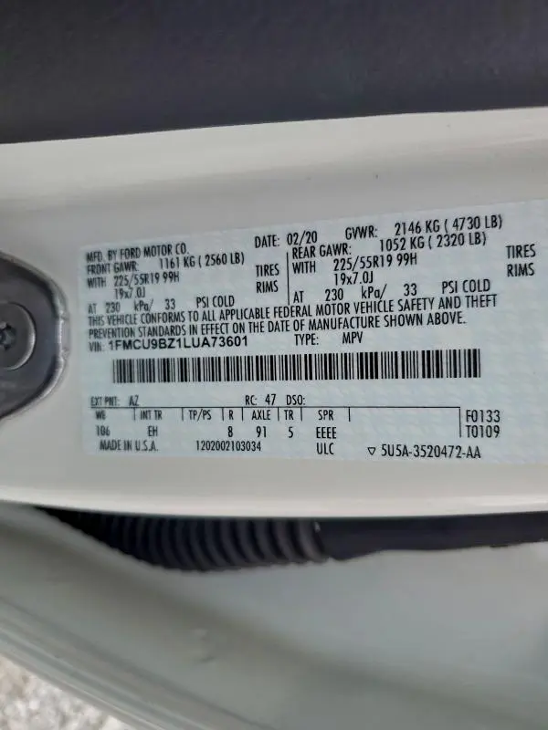 2020 FORD ESCAPE SE SPORT  