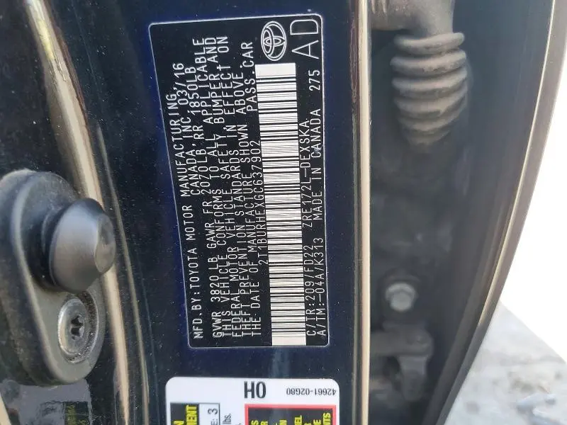 2016 TOYOTA COROLLA S PLUS  