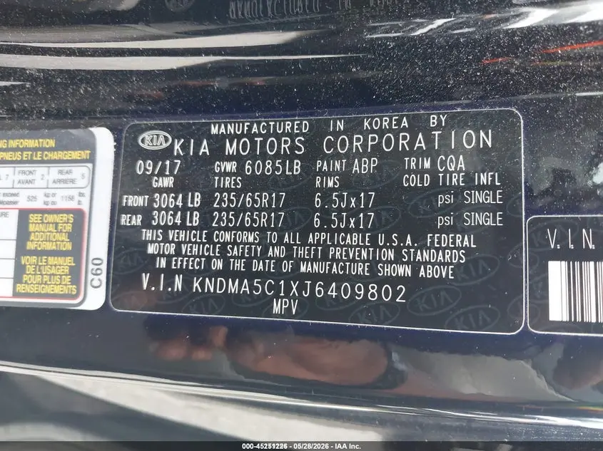 2018 KIA SEDONA L