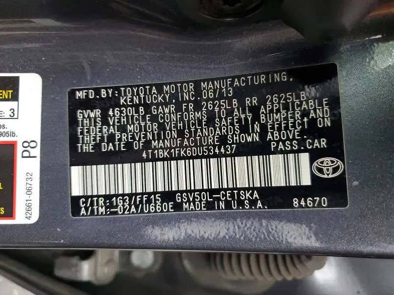 2013 TOYOTA CAMRY SE V6  
