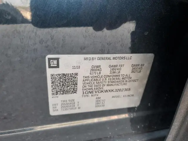 2019 CHEVROLET TRAVERSE LT  