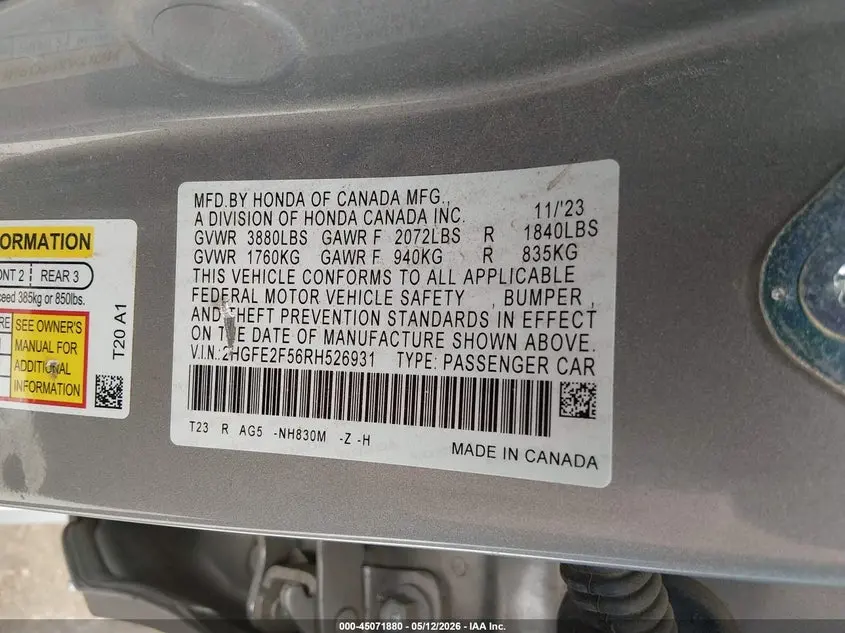 2024 HONDA CIVIC SPORT