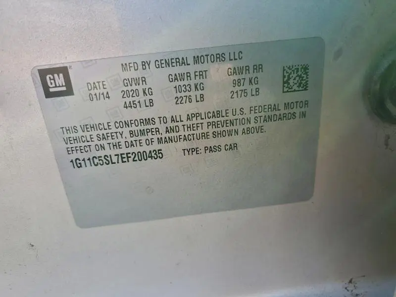 2014 CHEVROLET MALIBU 1LT  