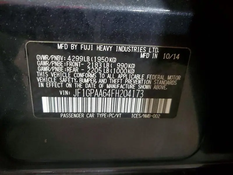 2015 SUBARU IMPREZA   