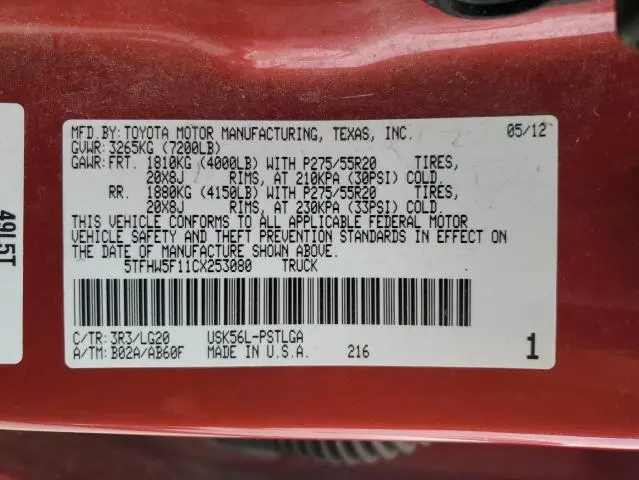 2012 TOYOTA TUNDRA CREWMAX LIMITED  