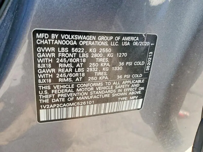 2021 VOLKSWAGEN ATLAS S  