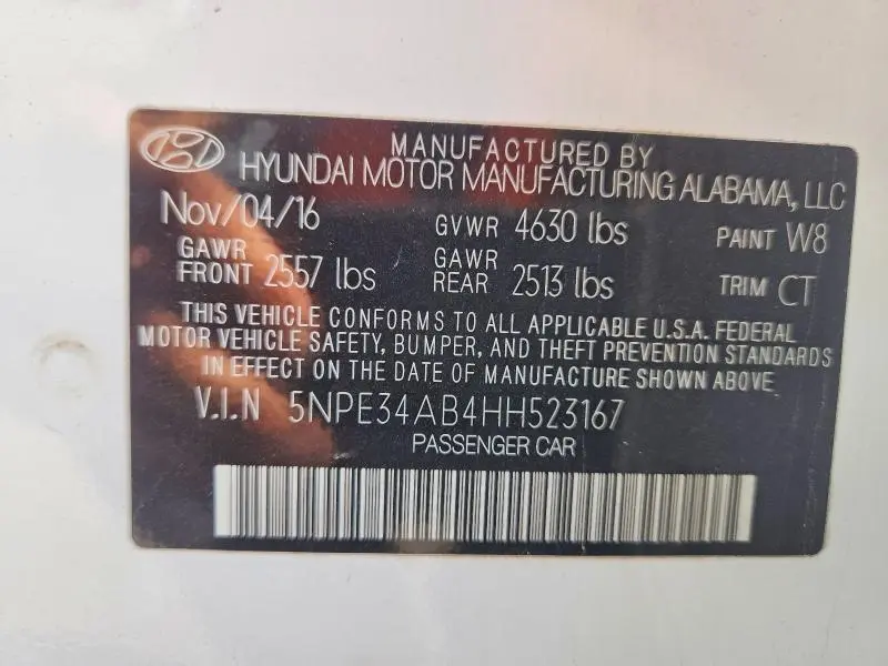 2017 HYUNDAI SONATA SPORT 2.0T  
