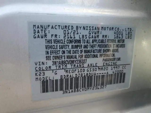 2021 NISSAN SENTRA SV  