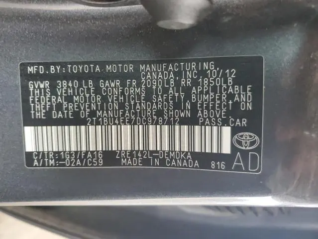 2013 TOYOTA COROLLA BASE  