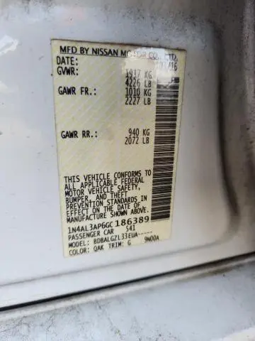 2016 NISSAN ALTIMA 2.5