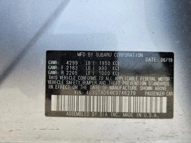 2019 SUBARU IMPREZA PREMIUM  