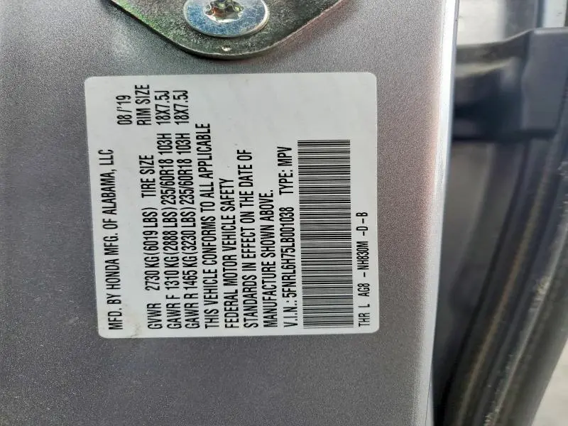 2020 HONDA ODYSSEY EXL  