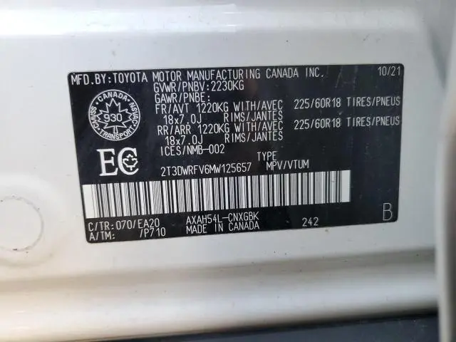 2021 TOYOTA RAV4 LIMITED  