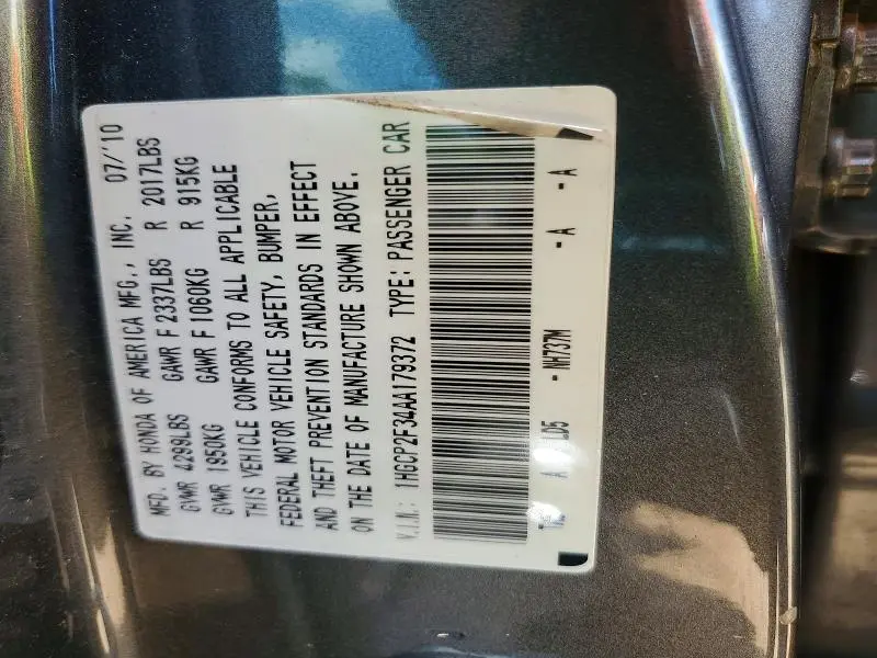2010 HONDA ACCORD LX  