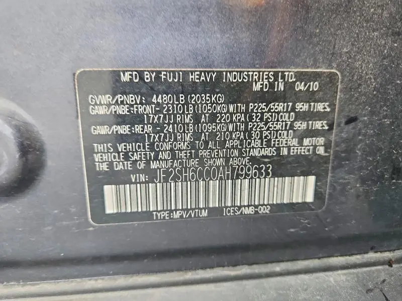 2010 SUBARU FORESTER 2.5X PREMIUM  