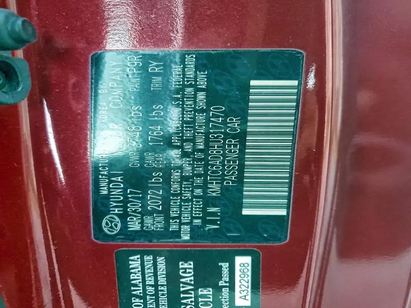 2017 HYUNDAI VELOSTER   