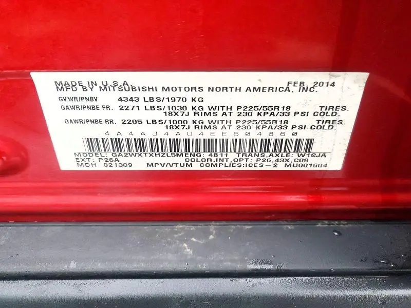 2014 MITSUBISHI RVR GT  
