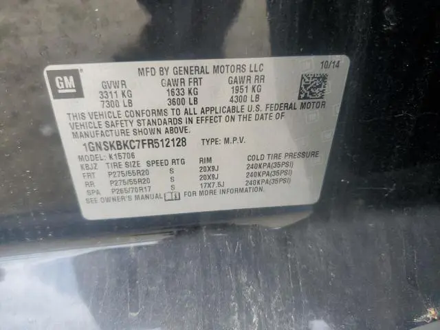 2015 CHEVROLET TAHOE K1500 LT  