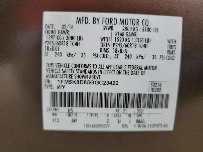 2016 FORD EXPLORER XLT  
