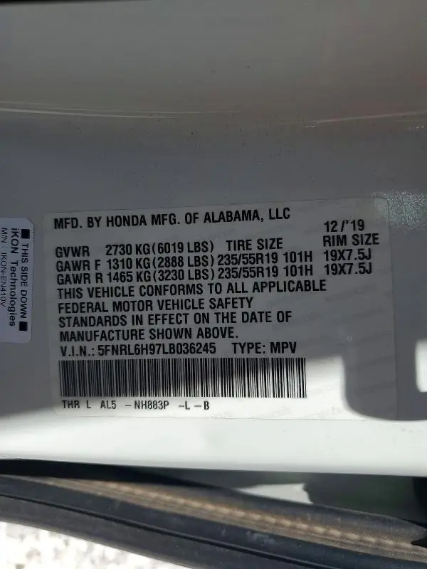 2020 HONDA ODYSSEY ELITE  
