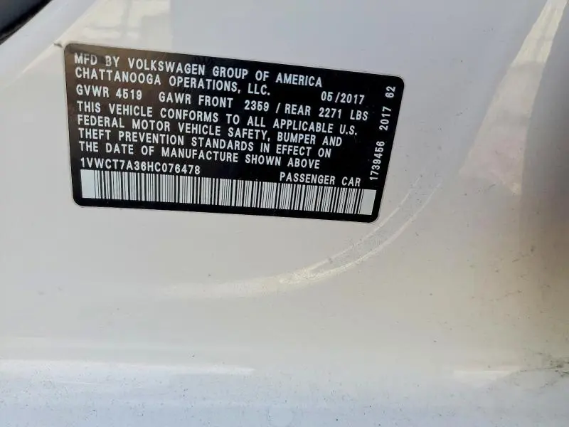 2017 VOLKSWAGEN PASSAT SEL PREMIUM  