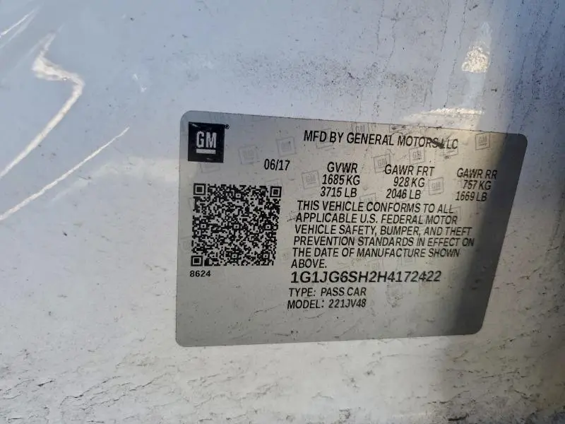 2017 CHEVROLET SONIC   