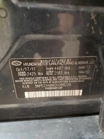 2012 HYUNDAI SONATA SE  