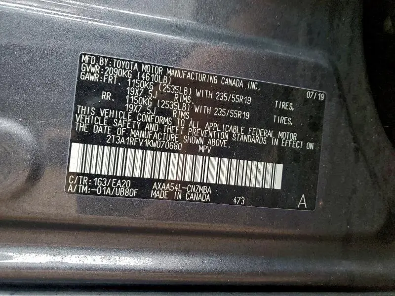 2019 TOYOTA RAV4 XLE PREMIUM  